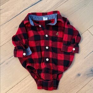GAP Red and Black Plaid Baby Onsie